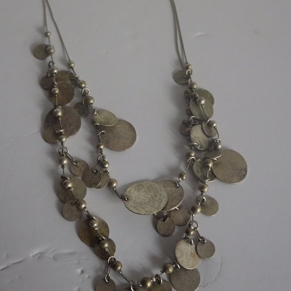 Armand Thiery Designer Double Silver Disc Necklace - Picture 3 of 6